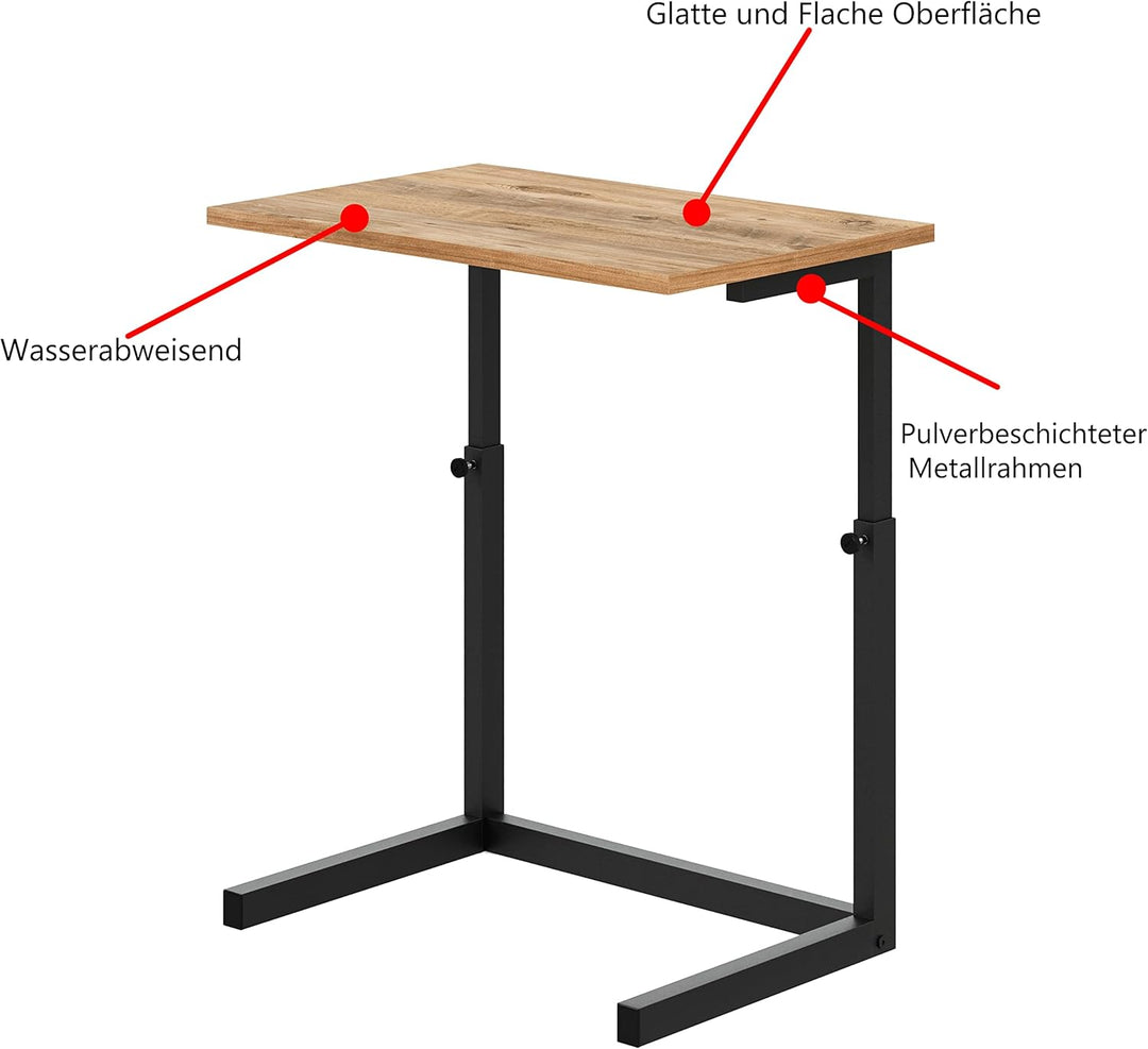 furniChic Beistelltisch Höhenverstellbar Couchtisch Sofatisch Laptoptisch Kaffeetisch Wohnzimmertisc