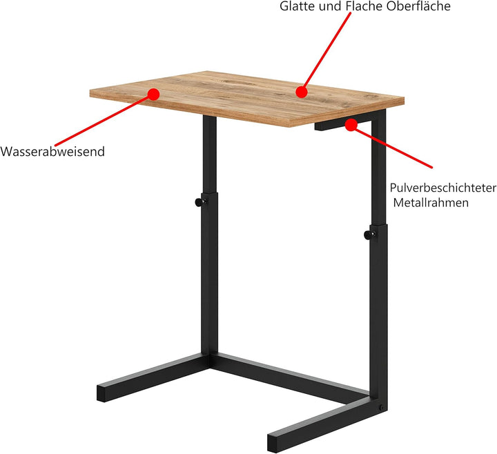 furniChic Beistelltisch Höhenverstellbar Couchtisch Sofatisch Laptoptisch Kaffeetisch Wohnzimmertisc