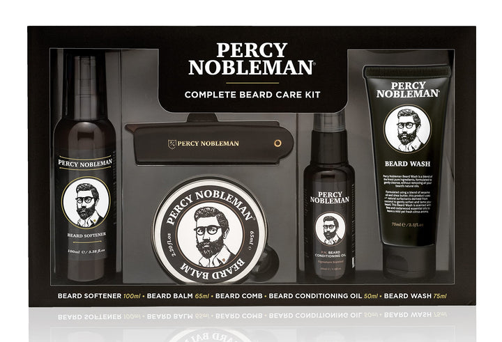 Percy Nobleman, Komplettes Bartpflege-Set mit Bartweichmacher, duftendem Bartöl, Bartbalsam, Bartwäs