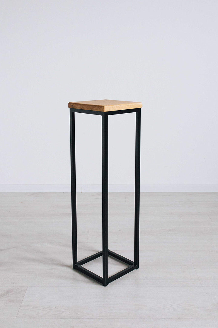 EINE BestLoft Blumensäule Dora aus Eiche - Dekosäule im schlanken Design + Stahlgestell (Gestell Sch