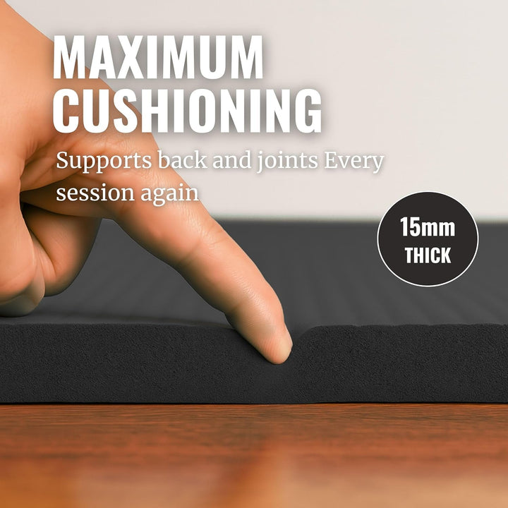WOLV Yogamatte 15mm Extra Dick - Rutschfeste Fitnessmatte aus NBR, Komfortabel & Gelenkschonend - Tr