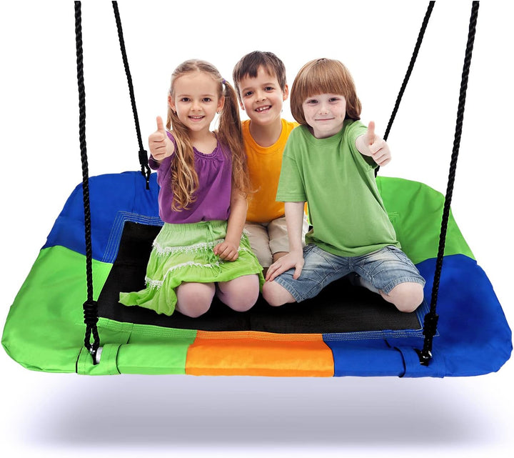 Dripex Nestschaukel Tellerschaukel Square 115 cm x 75 cm Kinderschaukel bis 200 KG Baumschaukel Vers