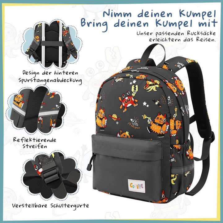 COOLIFE 5tlg Kinderkoffer mit Rucksack, Kindertrolley aus Kunststoff, Kindergepäck, Kinder Kofferset