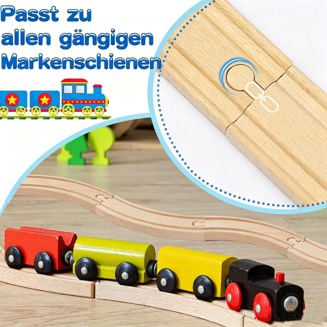 Holzeisenbahn Schienenset, Kompatibel mit Alle Eisenbahn Holz Systeme, 25 Teile Erweiterungspaket au