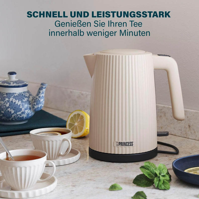 Princess Wasserkocher Wave, 1,7L, 360° kabellos, 2200W, BPA-frei, Trockenkoch- & Überhitzungsschutz,