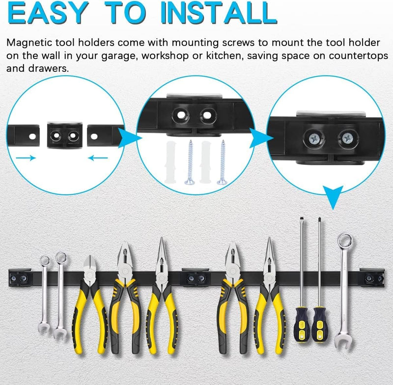 5 Stück Werkzeug Magnetleiste Set 30cm, Stark Magnetschiene Magnetische Werkzeughalter Wand, Magnet