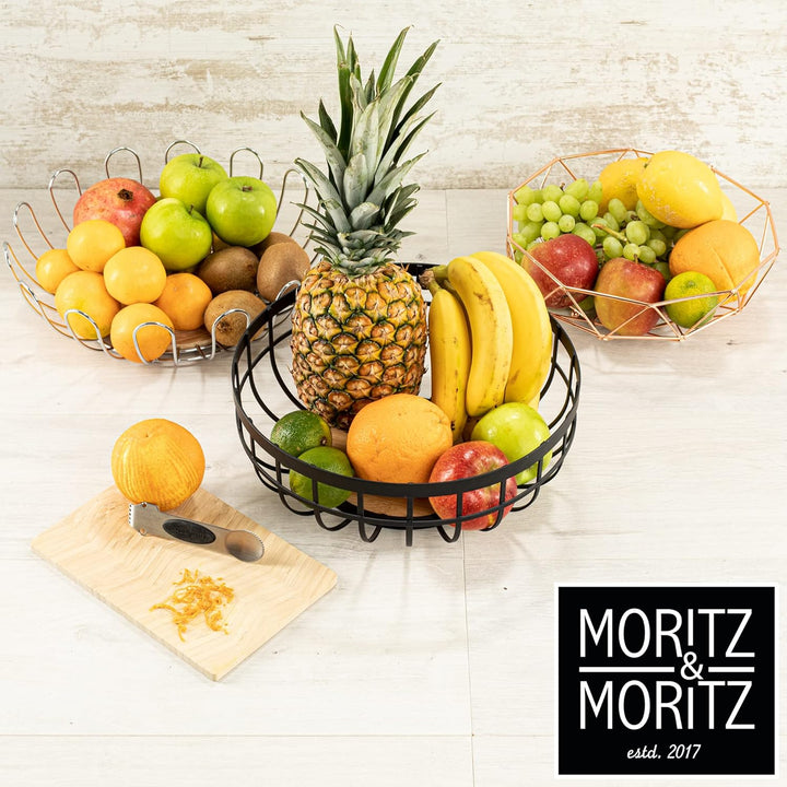Moritz & Moritz Obstschale Silber Modern 32cm - Obstkorb Silber Metall – Korb für Geschenke, Früchte