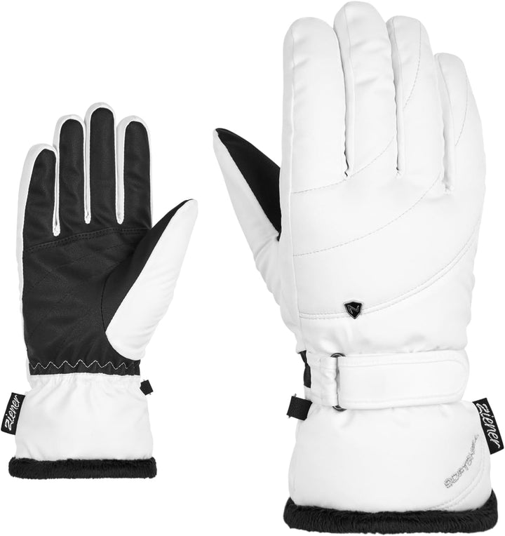 Ziener Damen Kahli Ski-Handschuhe/Wintersport | Primaloft, Plüschfutter 8.5 Weiss, 8.5 Weiss