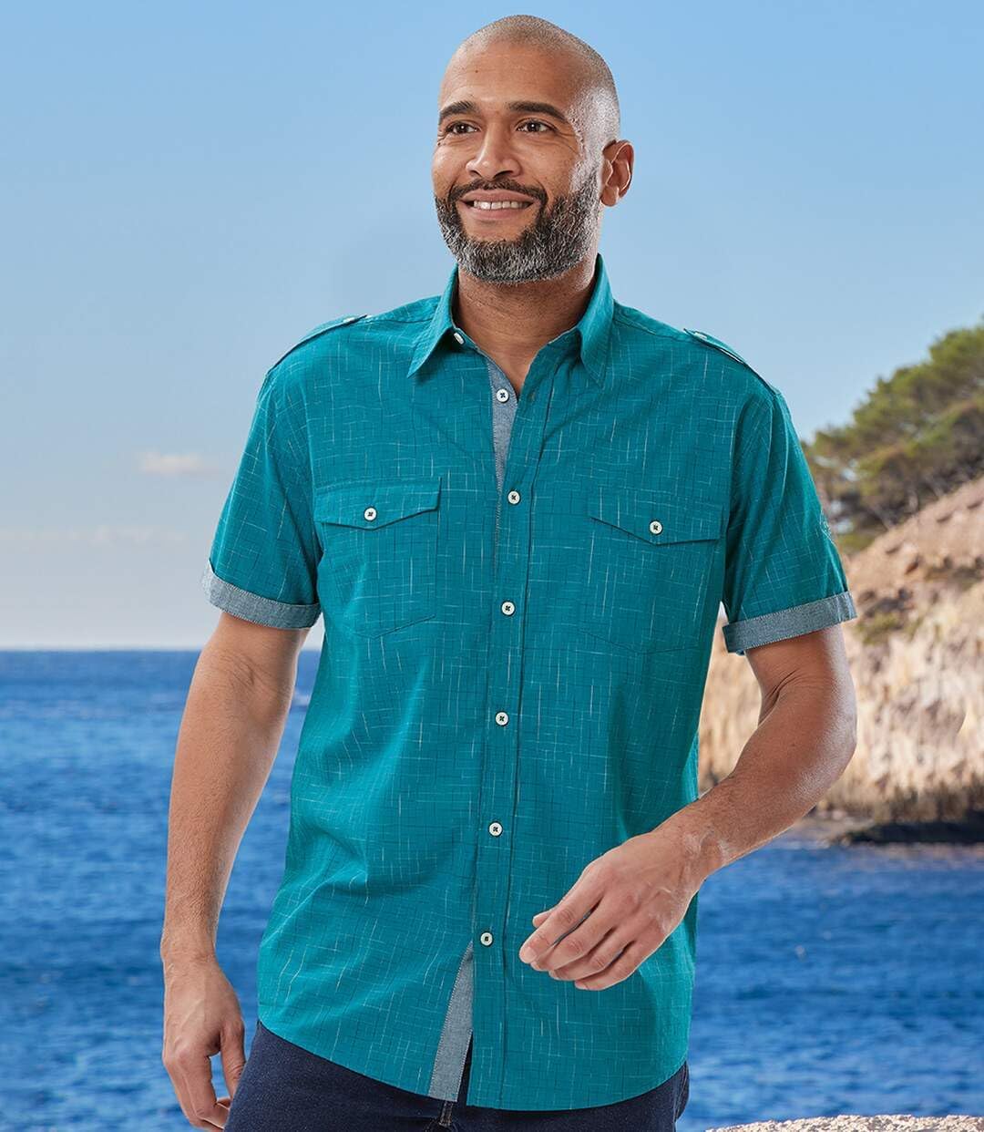 ATLAS FOR MEN - Herrenhemd - Kurze Ärmel - Verfügbar in grossen Grössen von M bis 5XL M Smaragdgrün,