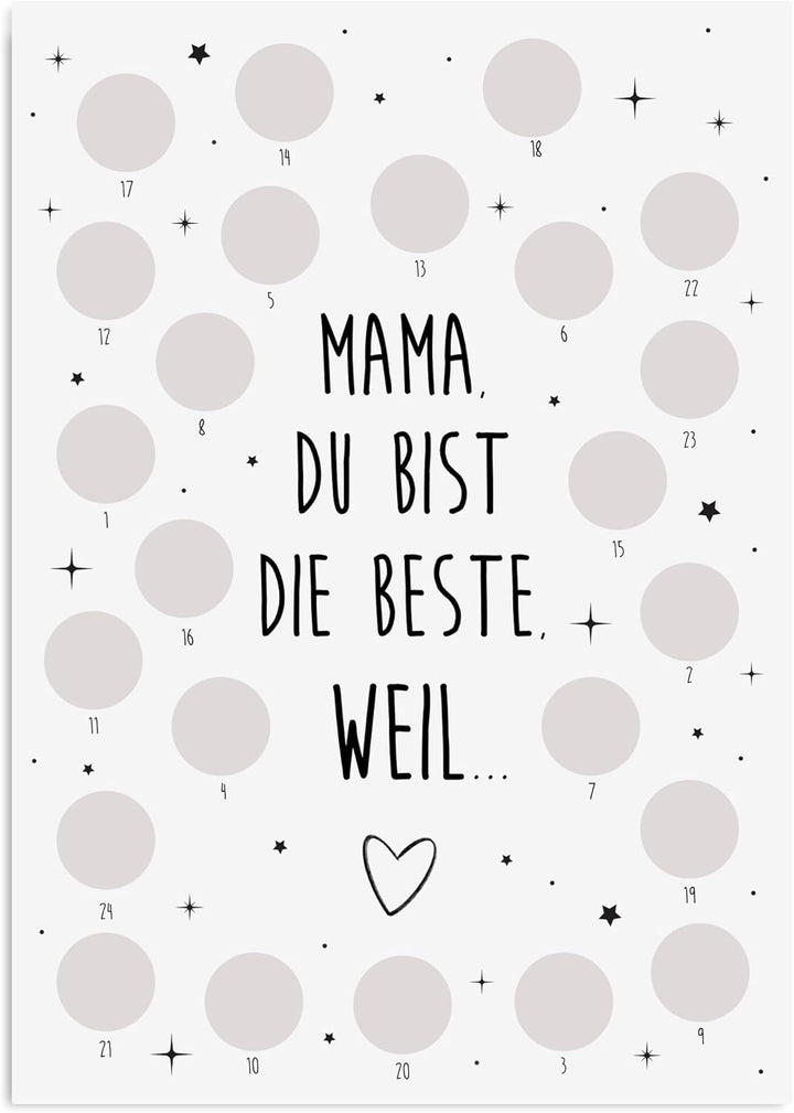 Adventskalender zum Rubbeln Weihnachtskalender (A4 Mama, Du bist die Beste), A4 Mama, Du bist die Be