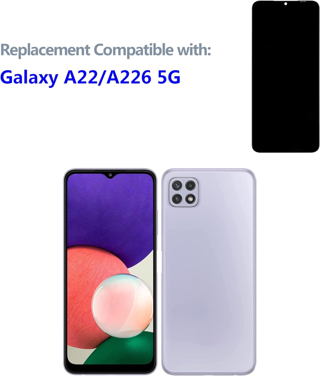 swark LCD Display Kompatibel mit Samsung Galaxy A22 5G SM-A226 (Schwarz Ohne Rahmen) Touch Screen Re