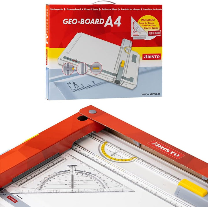 Aristo AR70442 Geo-Board Zeichenplatte (Format: A4, schlagfester Kunststoff, inkl. Schnellzeichendre