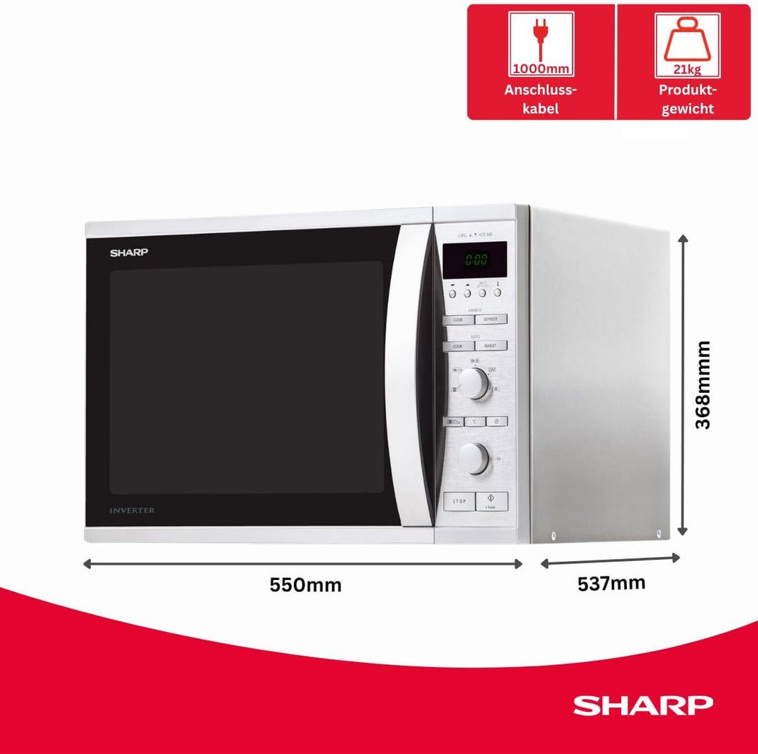 Sharp R941STW Mikrowellen / 1050 W / 40 L/Inverter Technologie/silber