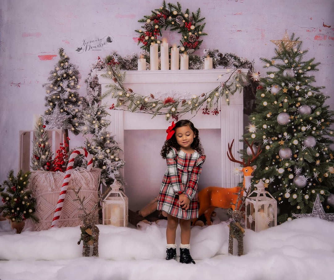 Kate Frohe Weihnachten Foto Hintergrund für Fotografie Weihnachtsbaum Kamin Weihnachten Party Fotost