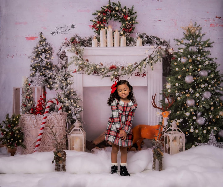 Kate Frohe Weihnachten Foto Hintergrund für Fotografie Weihnachtsbaum Kamin Weihnachten Party Fotost