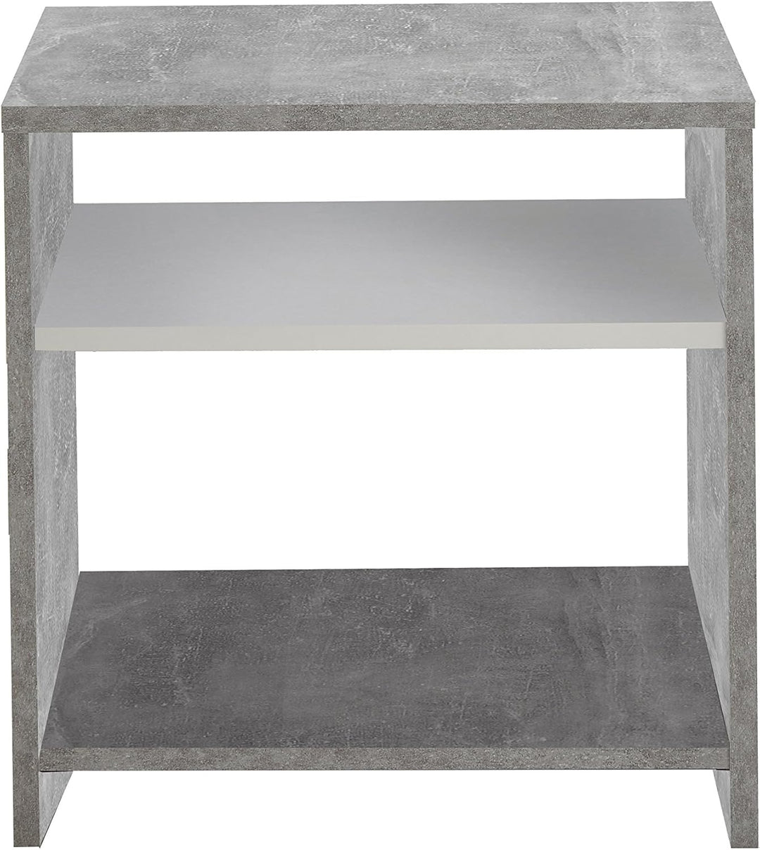 FMD Möbel, 653-001 Lund Beistelltisch, holz, beton, weiss, masse 39.9 x 39.9 x 39.9 cm (BHT)