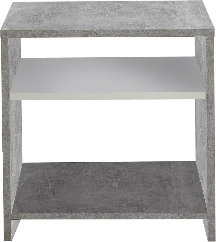 FMD Möbel, 653-001 Lund Beistelltisch, holz, beton, weiss, masse 39.9 x 39.9 x 39.9 cm (BHT)