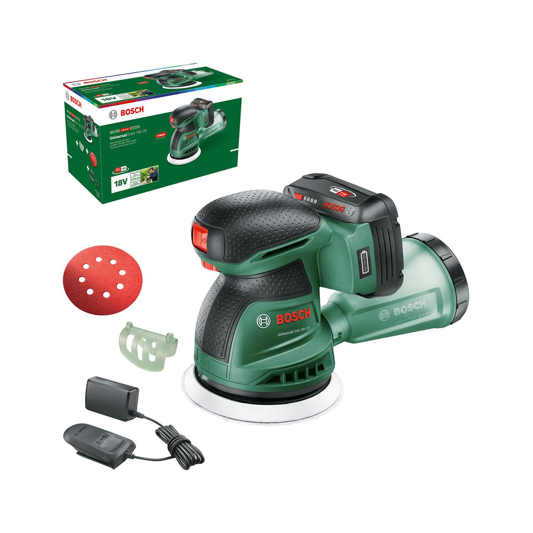 Bosch Akku-Exzenterschleifer UniversalOrbit 18V-20 Set (Schleifen von mittelgrossen bis grossen Holz