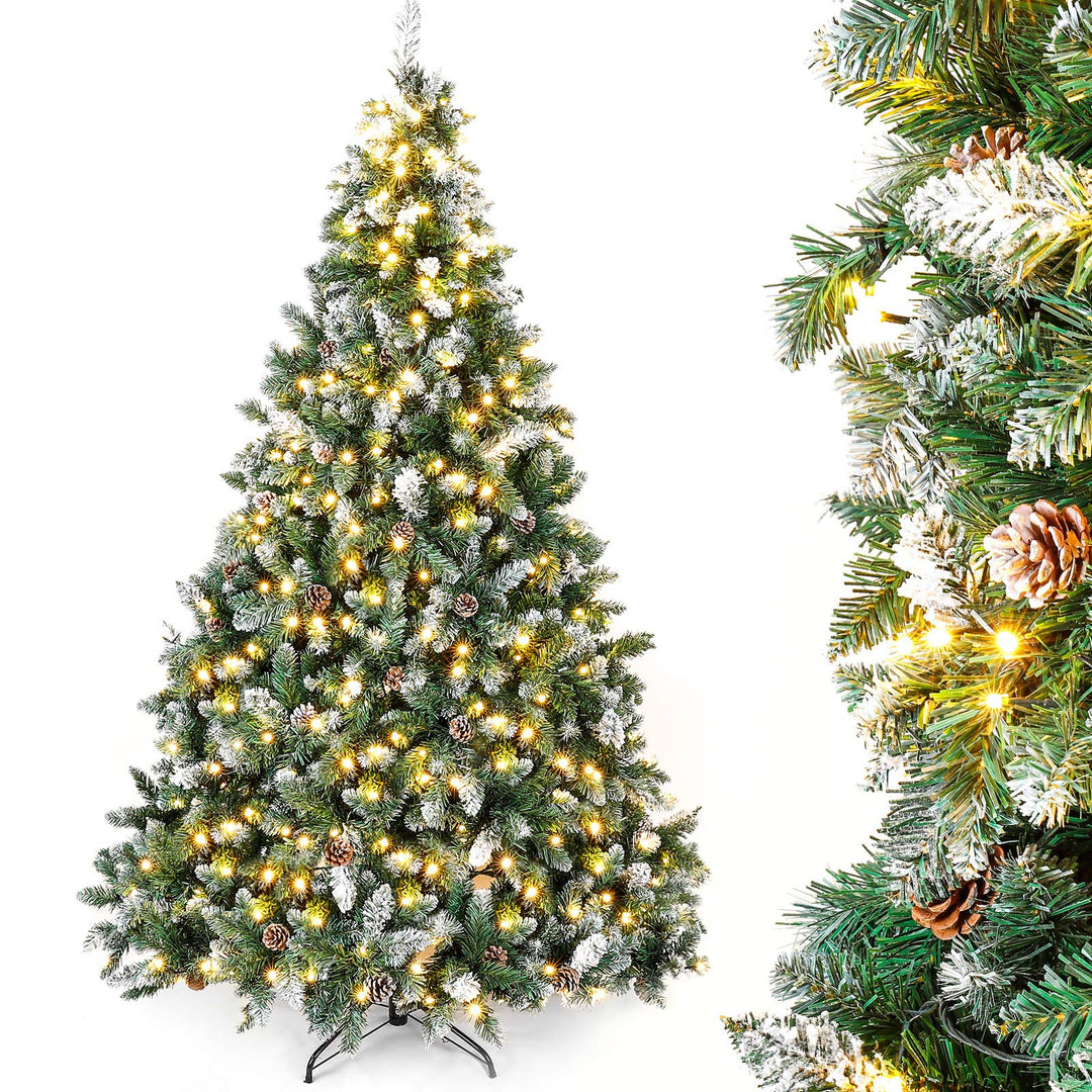 Yorbay künstlicher Weihnachtsbaum mit Beleuchtung weiss Schnee LED Tannenbaum für Weihnachten-Dekora