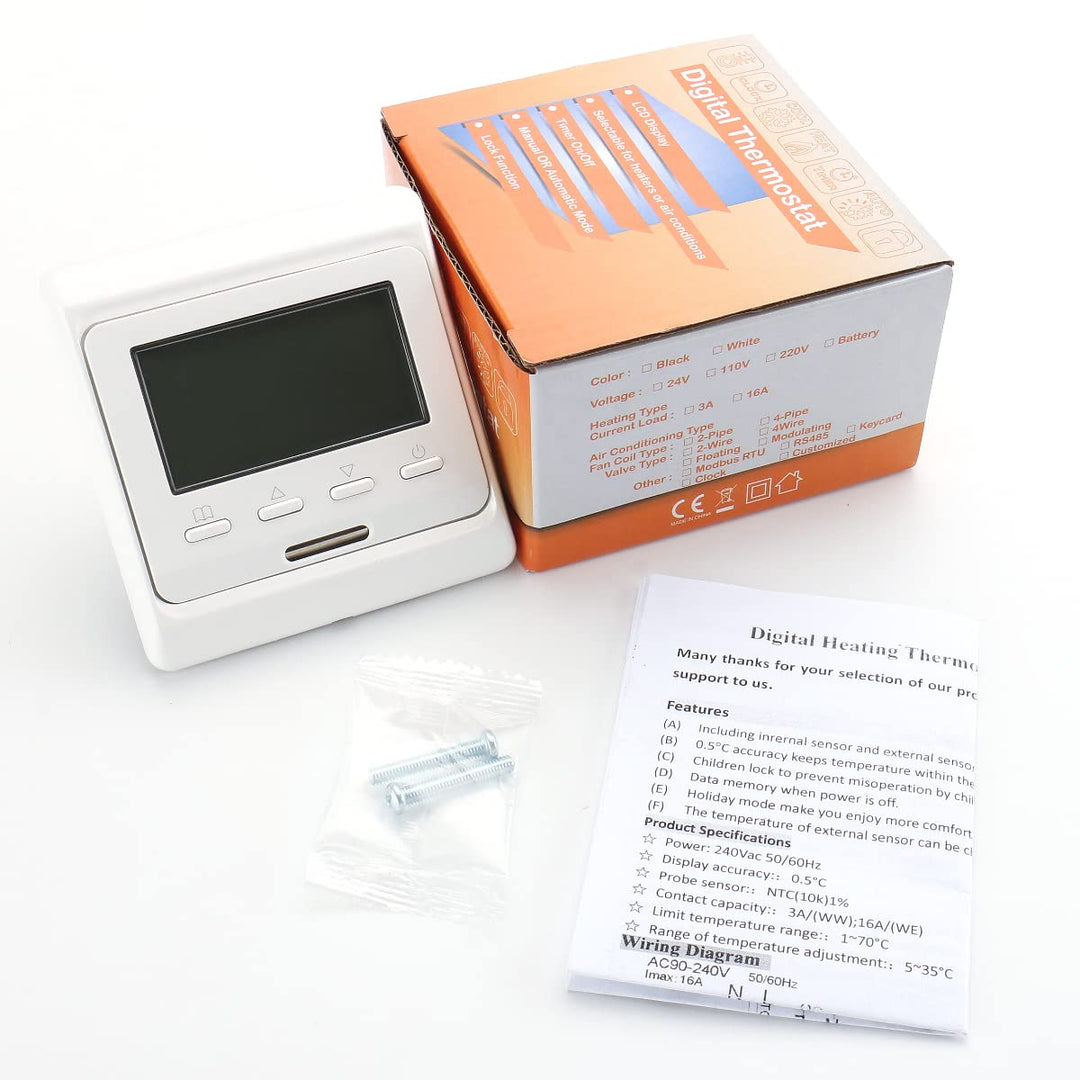 Wengart Heimthermostat WG806,AC230V,3A,wöchentliche Programmierung,6 Zeiträume,LCD-Digitalanzeige zu