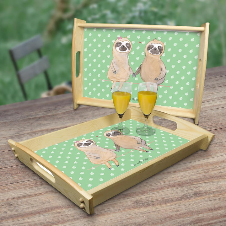 Mr. & Mrs. Panda Tablett Faultier Pärchen - Geschenk, serviertablett Holz, Gemeinsam, betttablett, L