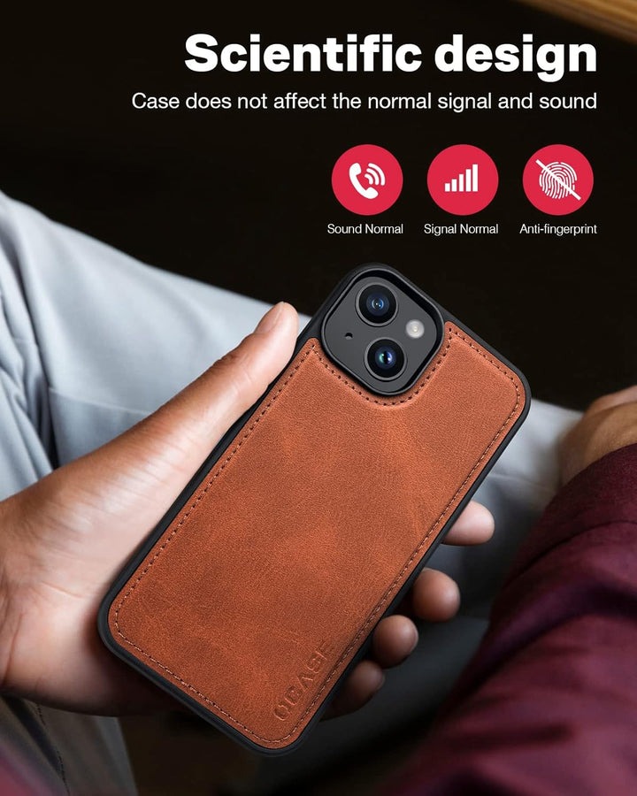 OCASE Kompatibel für iPhone 14 Hülle (2in1) Leder Stossfestes Case, Abnehmbare magnetische Hülle, Mi