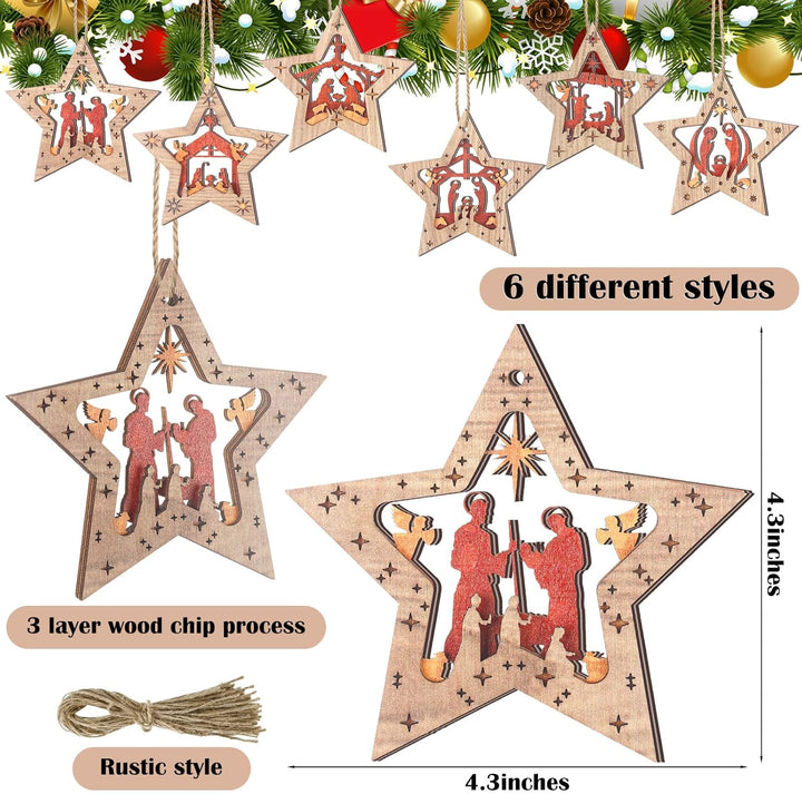 Spiareal Weihnachtskrippen-Ornamente, religiöse, christliche Geschenke, Holz, hängende Ornamente, St