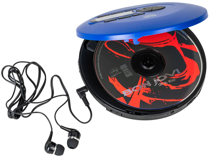 Reflexion CD/MP3 Player - Perfekt für Reisen, mit langlebigem Akku + Mit Kopfhörern (blau) PPL-UKW R