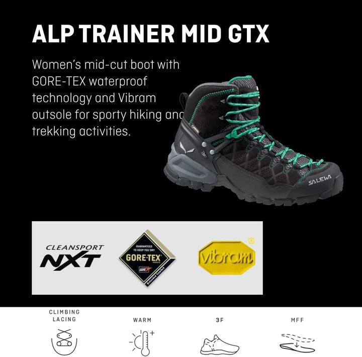 Salewa Herren Ms Alp Trainer Mid GTX Trekking-& Wanderstiefel 40 EU Onyx Pale Frog, 40 EU Onyx Pale