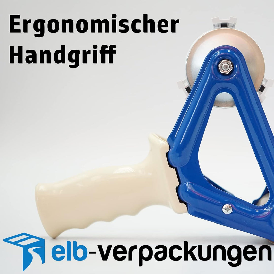 10 Stück - Handabroller - Profi-Ausführung - Version : STD - blau/blue - 50 mm - Klebebandabroller M