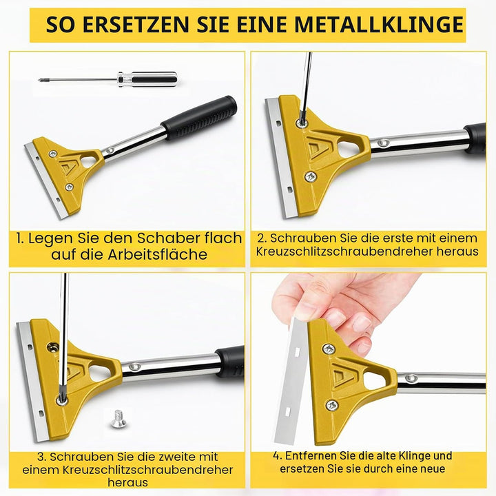 Tapetenentferner mit 10 Klingen - 30cm Tapetenschaber mit Gummigriff, Extra Stark für Wandfarbe, Bod