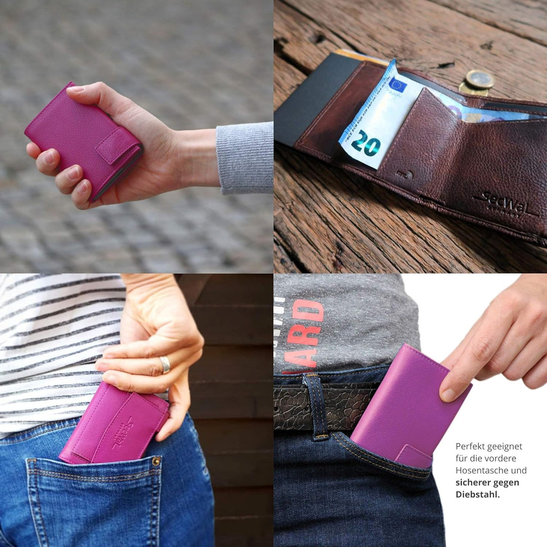 SecWal Kartenetui mit Münzfach Reissverschluss (Pink), Pink