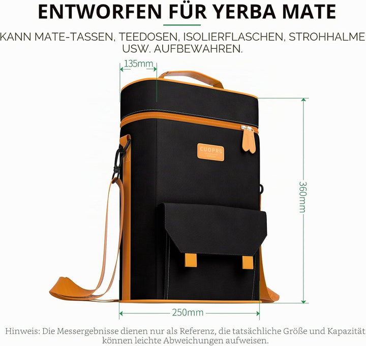 Premium Matero for Yerba Mate Kit – Doppellagig, wasserdicht, 2 Weinflaschentaschen, tragbare Traget