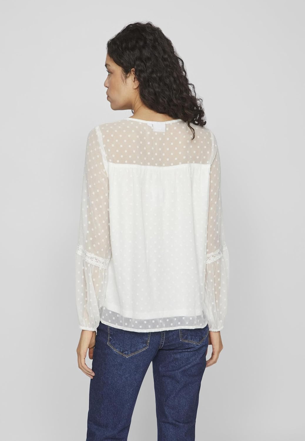 Vila Damen Viedee L/S Top/Su-Noos Bluse 36 Snow White, 36 Snow White