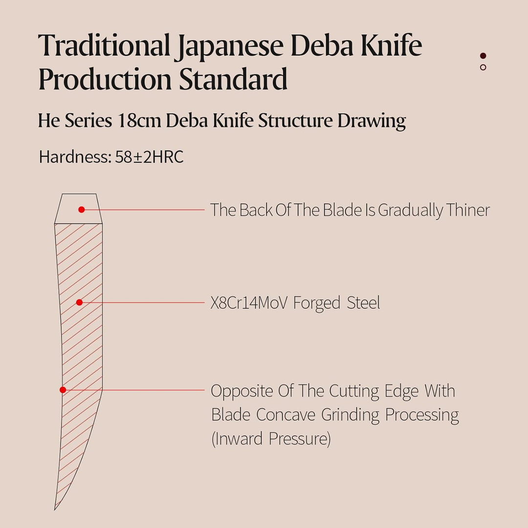 XINZUO 18cm Deba Messer, Edelstahl X8Cr14MoV Sashimi Sushi Messer Einzelfase Klinge- Kochmesser Prof