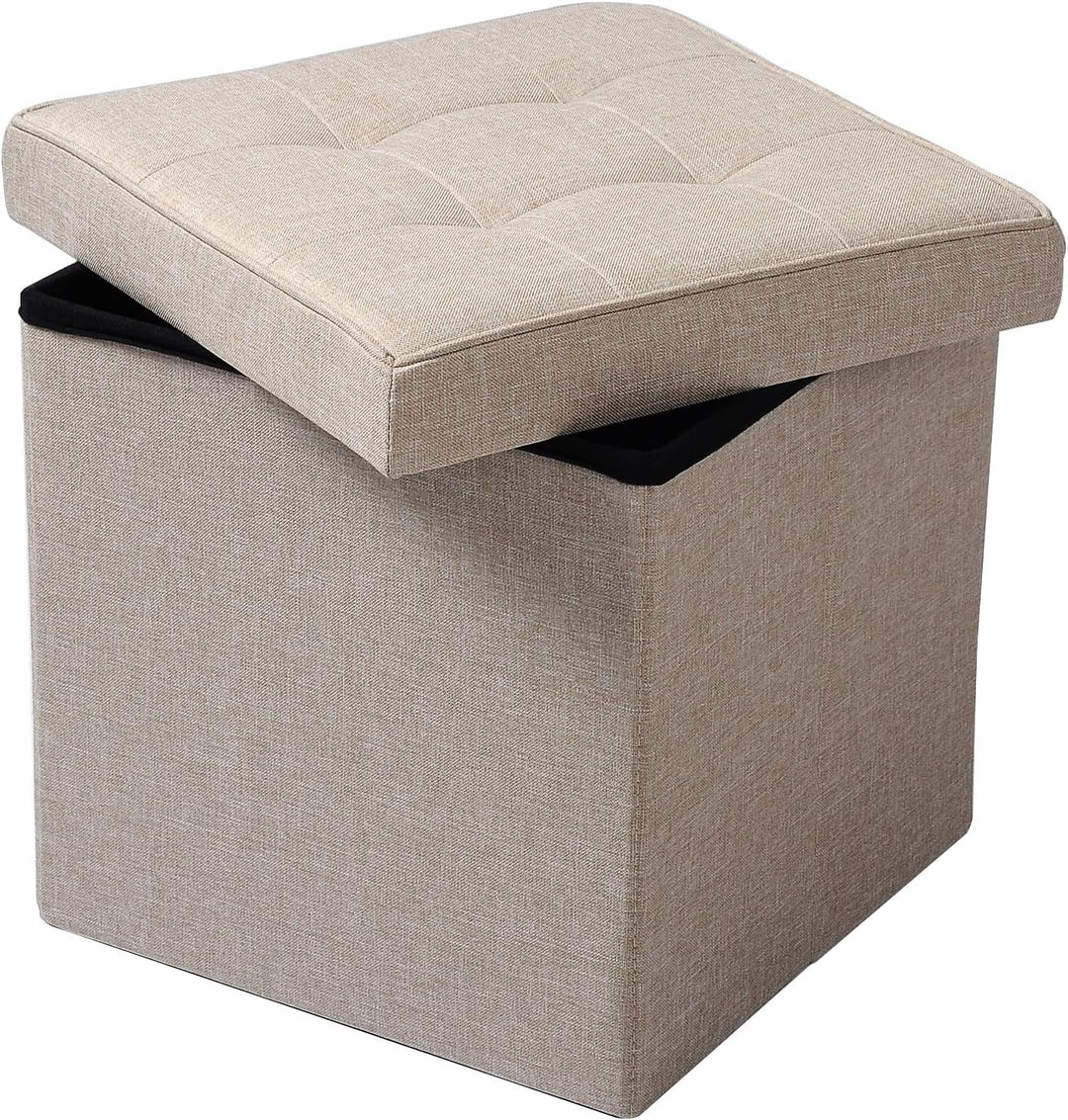 WOLTU 2er Set Sitzhocker mit Stauraum Sitzwürfel Sitzbank Faltbar Truhen Aufbewahrungsbox, Deckel Ab