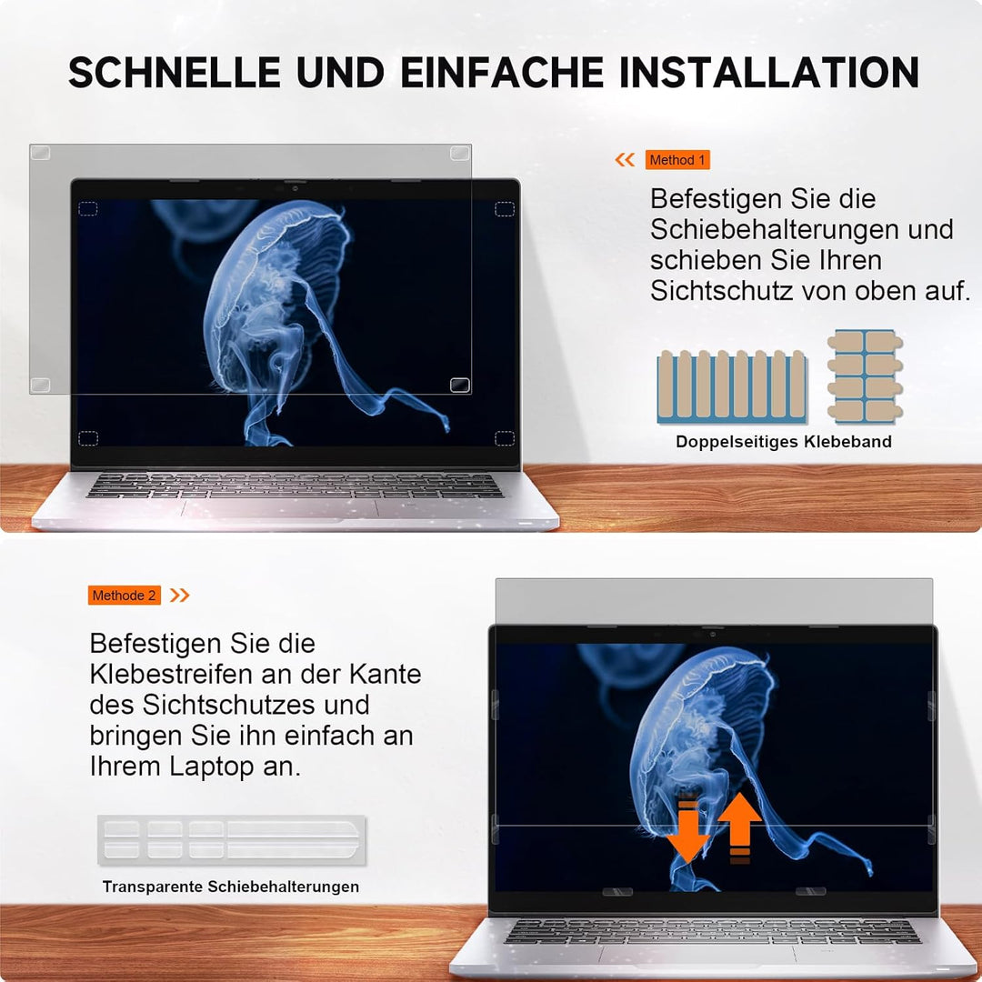 Laptop Sichtschutz 14 Zoll, Blickschutzfolie Abnehmbarer Anti Blaulicht Blendschutz Displayschutz Bl