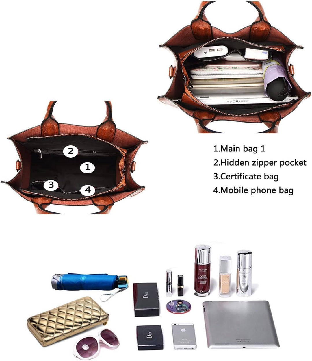 Damen Shopper Tasche aus PU-Leder mit Schulterriemen Schultertasche Umhängetasche Quadrat Handtasche