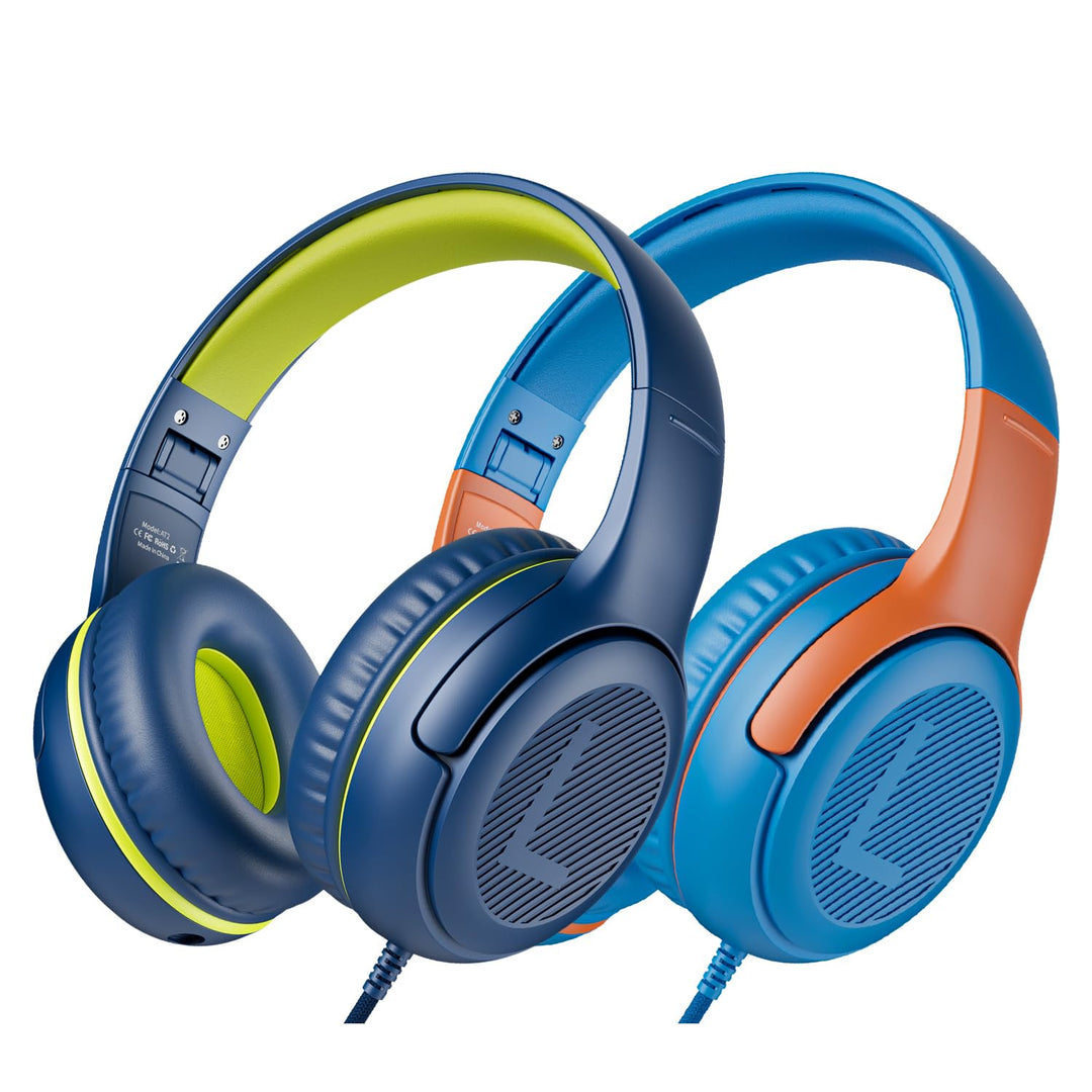 awatrue Kinder Kopfhörer[2 Pack], Kabel Kinderkopfhörer mit Mikrofon, Kopfhörer Kinder für Schule/Re