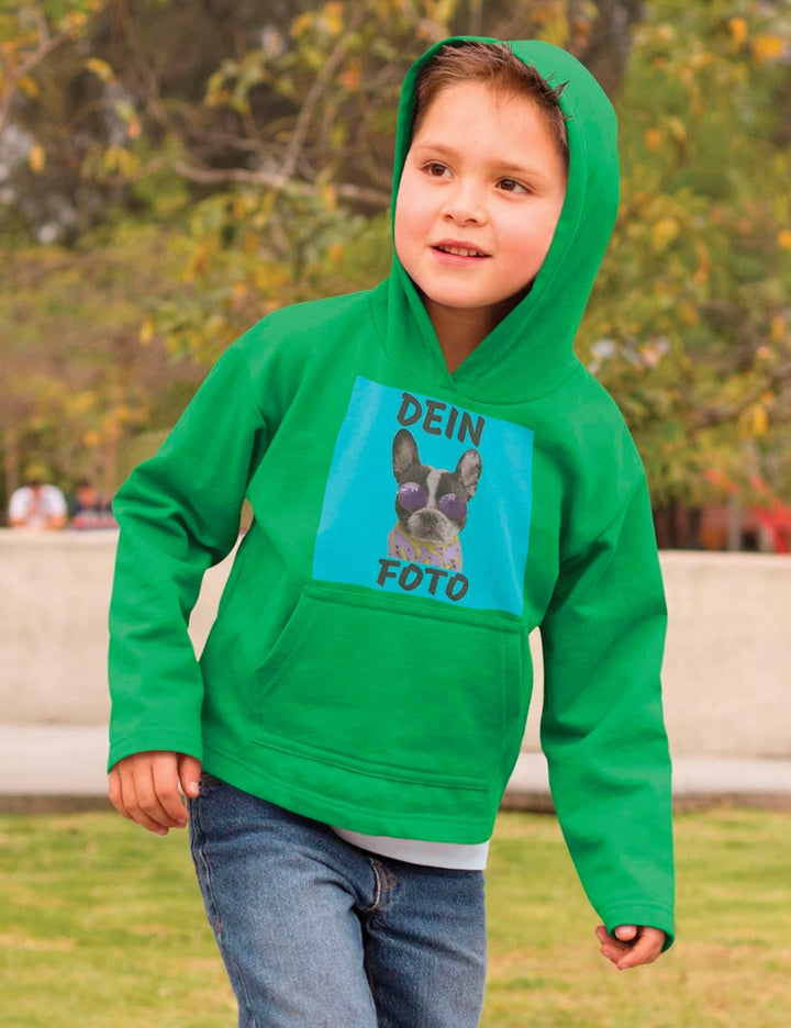 Kinder Hoodie Bedrucken Lassen - Mit Wunschfoto personalisiert - Kapuzenpullover als Geschenk für Ju