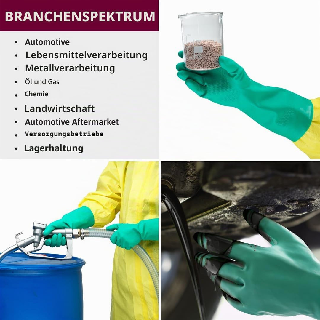 Ansell AlphaTec 37-676 Nitril-Handschuhe, Chemikalien- und Flüssigkeitsschutz, Grün, Grösse 10 (12 P