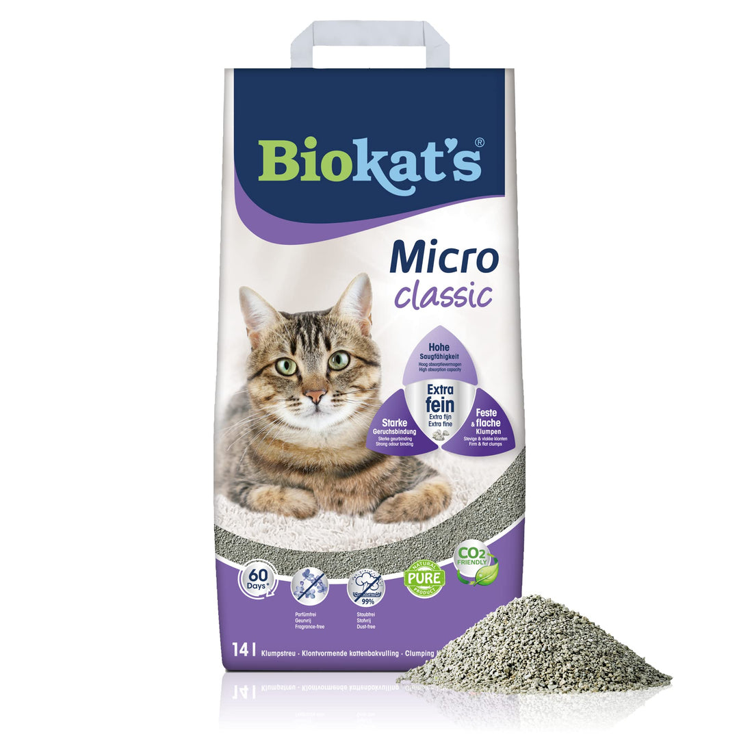 Biokat's Micro classic Katzenstreu ohne Duft - Klumpstreu aus Bentonit mit extra feiner Körnung für