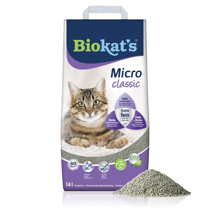 Biokat's Micro classic Katzenstreu ohne Duft - Klumpstreu aus Bentonit mit extra feiner Körnung für