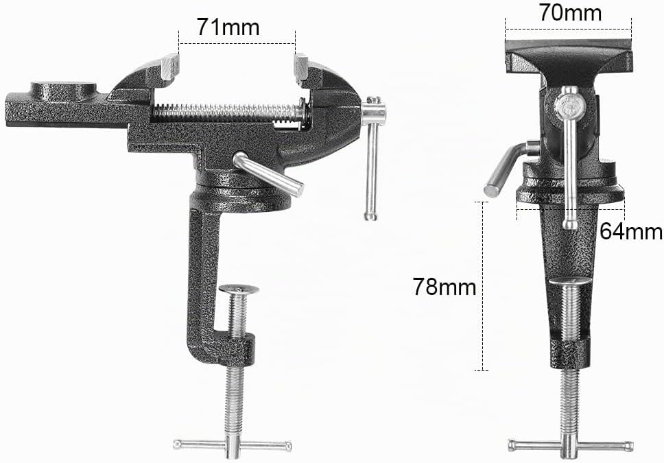 TEENO Schraubstock Drehbar,Breite der Backe 70mm, Schraubstock klemmbar mit 360° Drehbarem Sockel, M