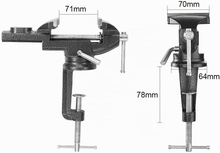 TEENO Schraubstock Drehbar,Breite der Backe 70mm, Schraubstock klemmbar mit 360° Drehbarem Sockel, M