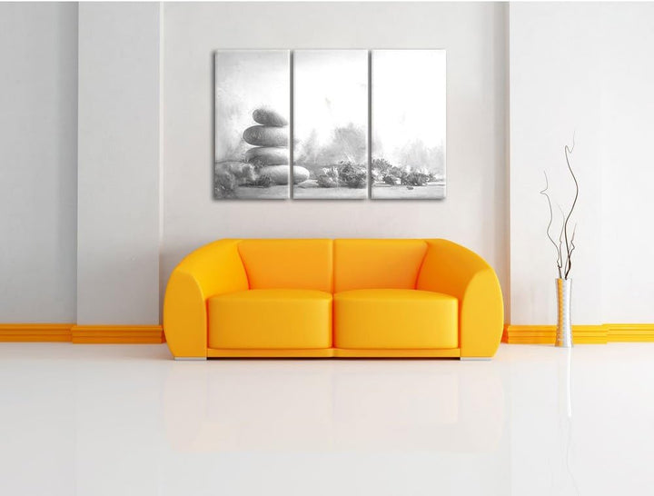 Pixxprint Lavendel Spa-Stillleben Kunst als Leinwandbild/Grösse: 3 Teilig (120x80 cm) cm/Wandbild/Ku