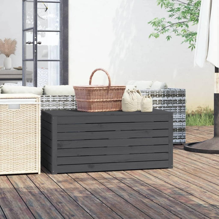 vidaXL Gartenbox Grau 101x50,5x46,5 cm Massivholz Kiefer 101 x 50.5 x 46.5 cm Grau, 101 x 50.5 x 46.