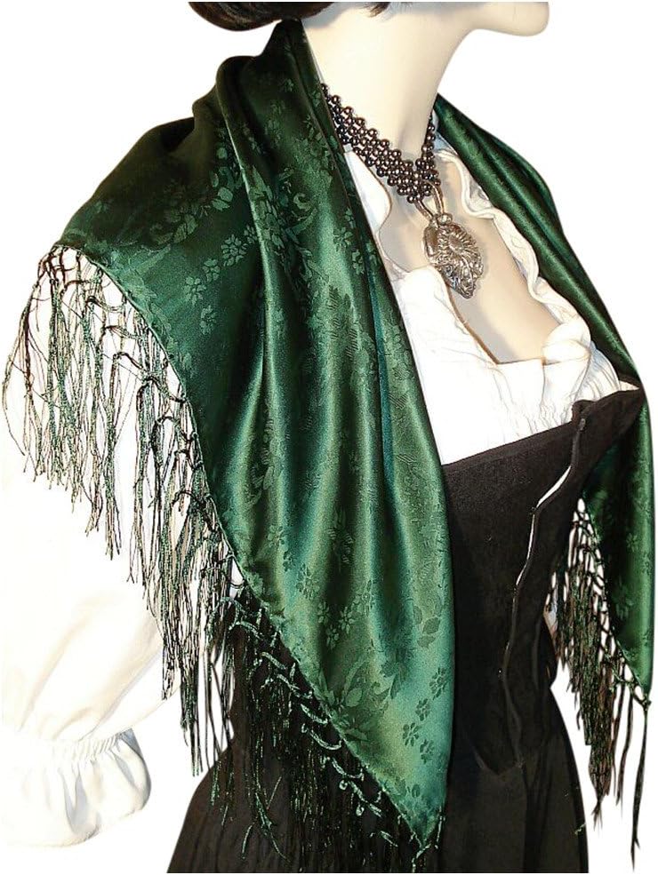 Seidentuch Dirndl-Trachtentuch Tuch grün 75 x 75cm Dirndltuch Seide Fransentuch für Tracht Trachtens