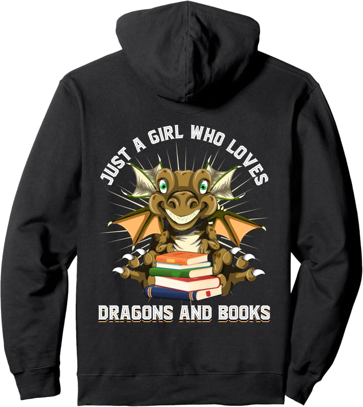 Fantasy Kreatur Bücherwurm Bücher Lesen Drache Mädchen Pullover Hoodie