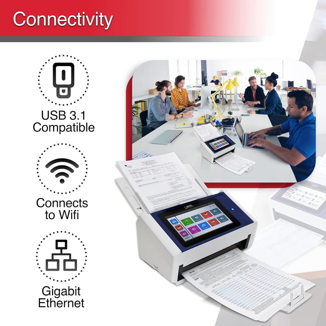 Xerox N60w Pro Scanner, USB Duplex Office Dokumentenscanner für PC, 8 Zoll Touchscreen, 65 PPM, 100